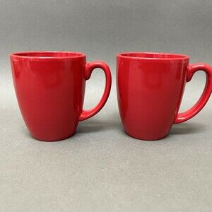 Corelle Stoneware Coffee Cups Mugs Red Lot of 2